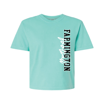 Farmington Football Vertical - Womens Heavy Weight Boxy T-shirt