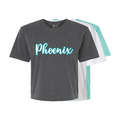 Phoenix Script - Womens Heavy Weight Boxy T-shirt