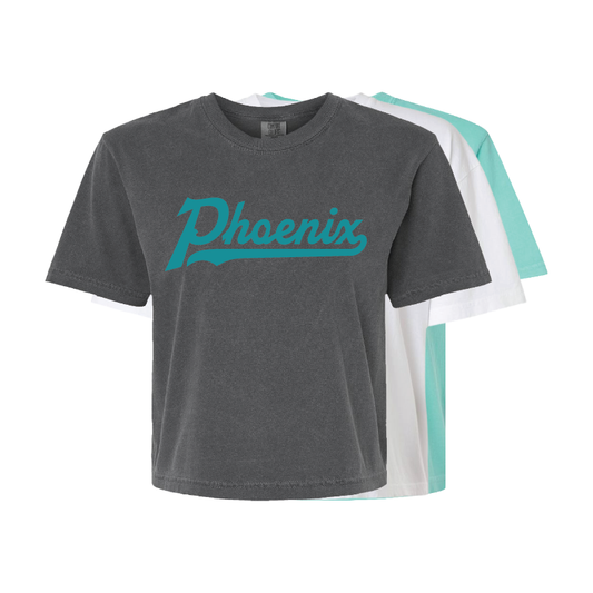 Phoenix Single Color Script - Womens Heavy Weight Boxy T-shirt