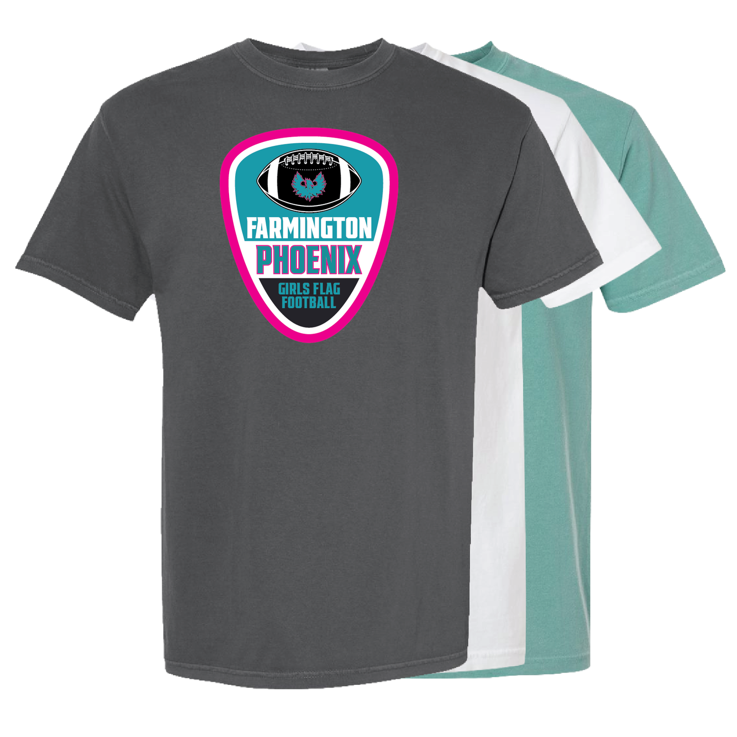 Farmington Phoenix Girls Flag Football  - Mens | Womens Heavy Weight Cotton T-shirt
