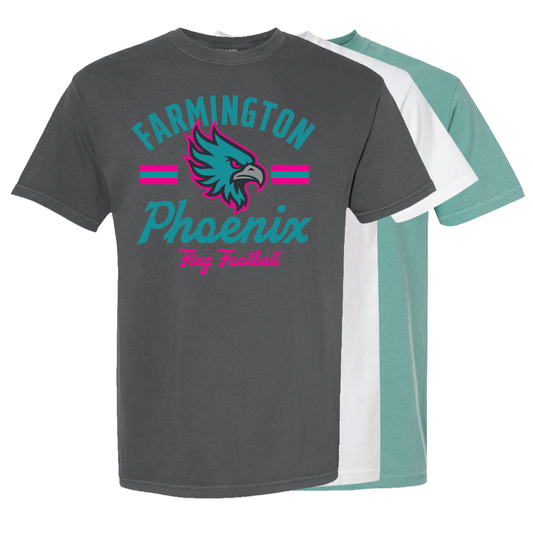 Retro Mascot Farmington Phoenix Flag Football - Mens | Womens Heavy Weight Cotton T-shirt