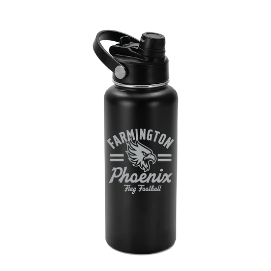 Retro Mascot Farmington Phoenix Flag Football - 32oz Hydro Water Bottle