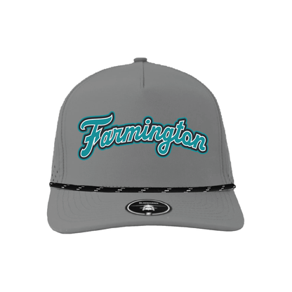 Farmington Script - 5 Panel Perforated Snapback w/ Rope
