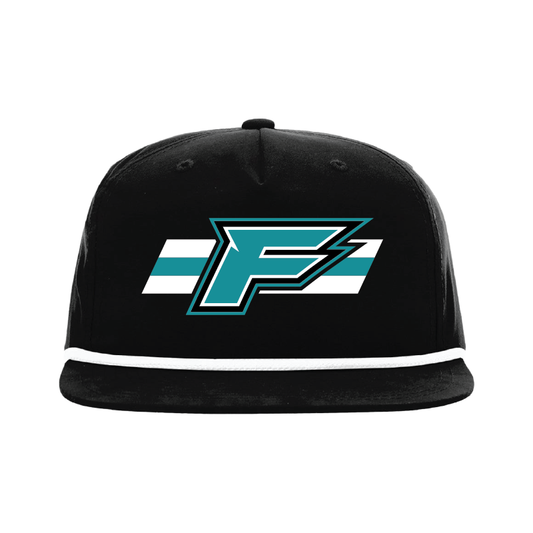 F Logo w/Stripe -  5 Panel High Profile Relaxed Cotton Blend Rope Hat