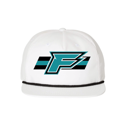 F Logo w/Stripe -  5 Panel High Profile Relaxed Cotton Blend Rope Hat