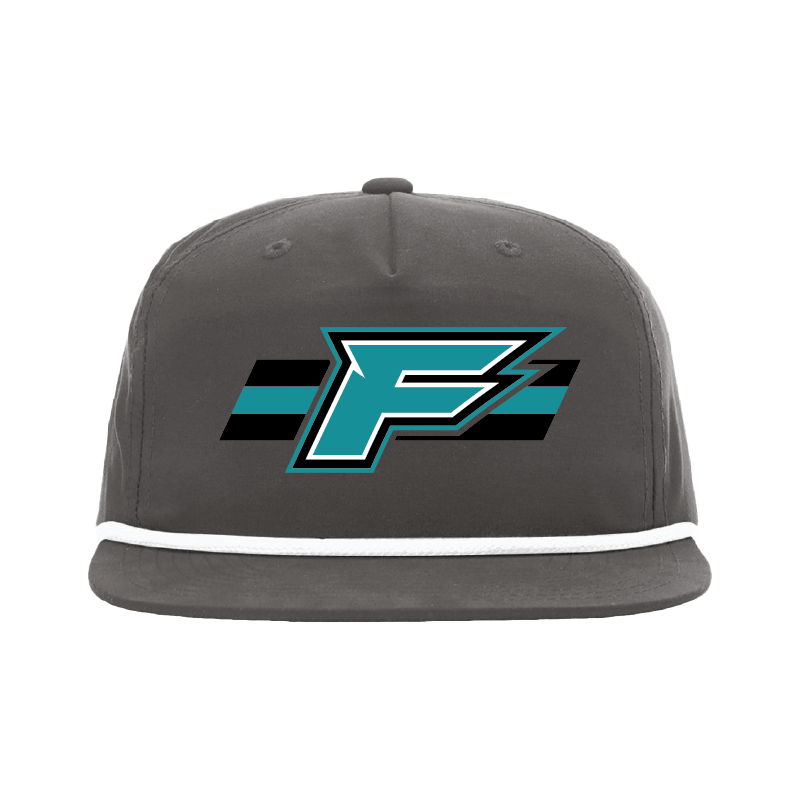 F Logo w/Stripe -  5 Panel High Profile Relaxed Cotton Blend Rope Hat