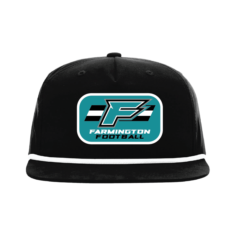 F Logo w/Stripe Patch -  5 Panel High Profile Relaxed Cotton Blend Rope Hat