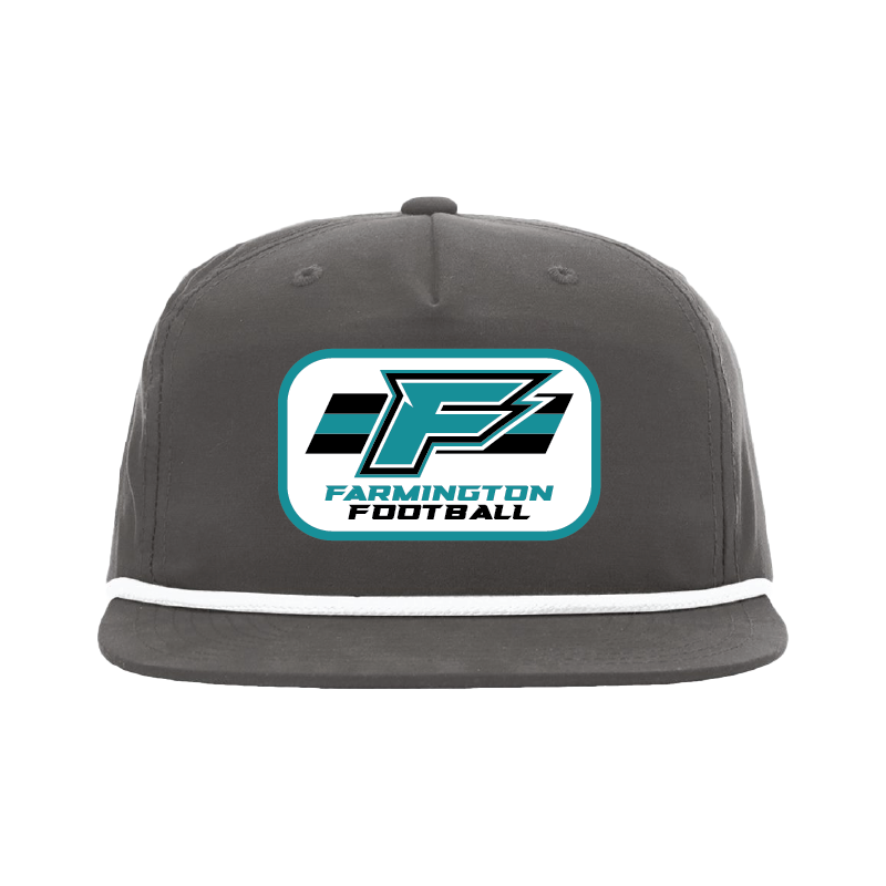 F Logo w/Stripe Patch -  5 Panel High Profile Relaxed Cotton Blend Rope Hat