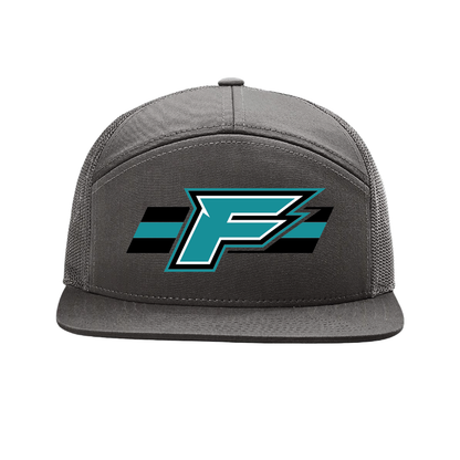 F Logo w/Stripe - 7 Panel Trucker