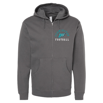 Mens Gray Full-Zip Hooded Sweatshirt