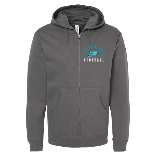 Mens Gray Full-Zip Hooded Sweatshirt