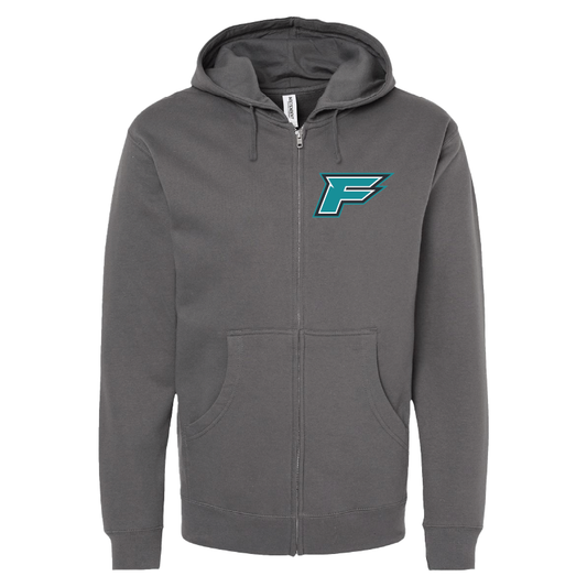 Mens Gray Full-Zip Hooded Sweatshirt
