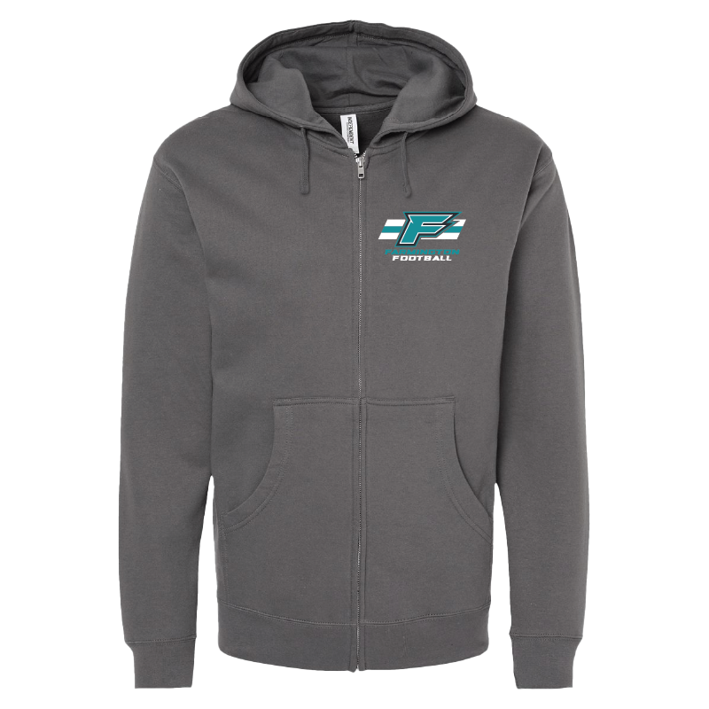 Mens Gray Full-Zip Hooded Sweatshirt