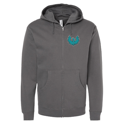 Mens Gray Full-Zip Hooded Sweatshirt