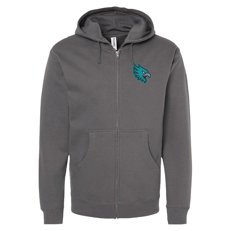 Mens Gray Full-Zip Hooded Sweatshirt