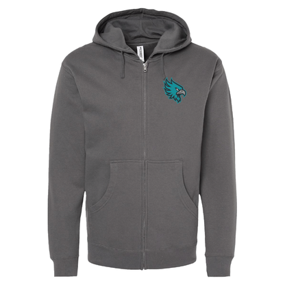 Mens Gray Full-Zip Hooded Sweatshirt