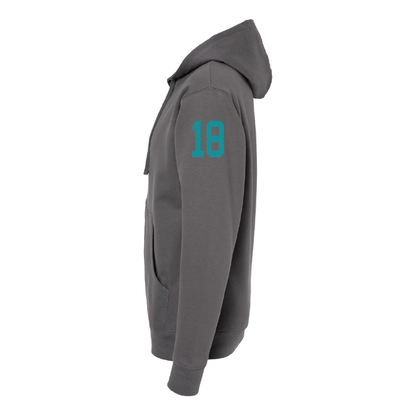 Mens Gray Full-Zip Hooded Sweatshirt