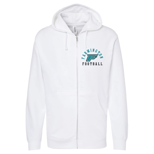 Mens White Full-Zip Hooded Sweatshirt