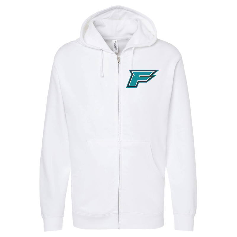 Mens White Full-Zip Hooded Sweatshirt
