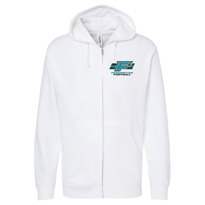 Mens White Full-Zip Hooded Sweatshirt