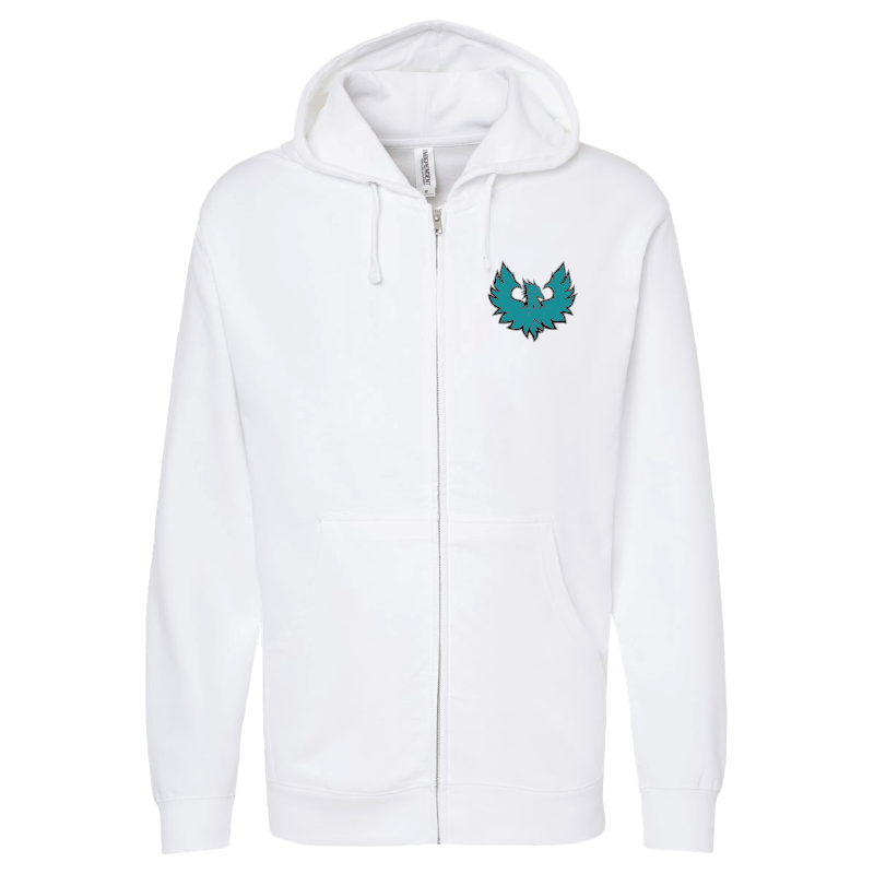 Mens White Full-Zip Hooded Sweatshirt