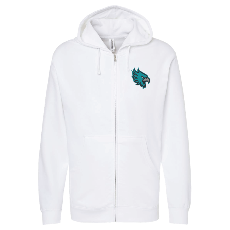 Mens White Full-Zip Hooded Sweatshirt