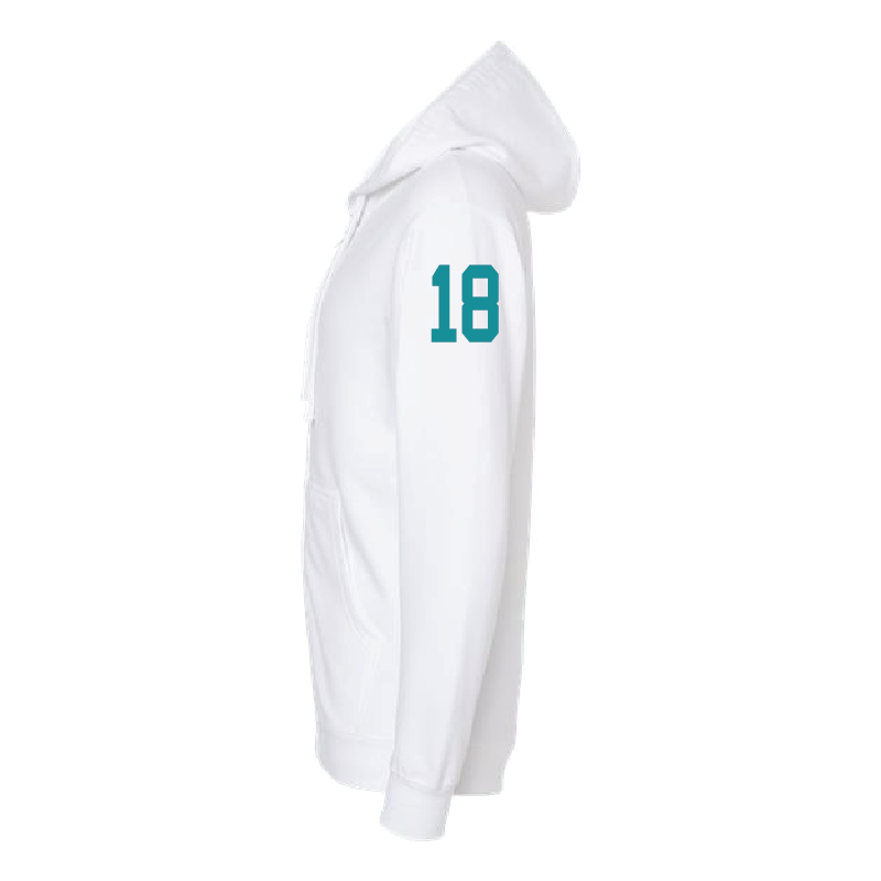 Mens White Full-Zip Hooded Sweatshirt