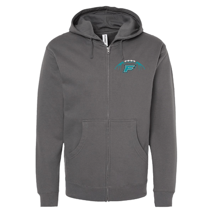 Mens Gray Full-Zip Hooded Sweatshirt