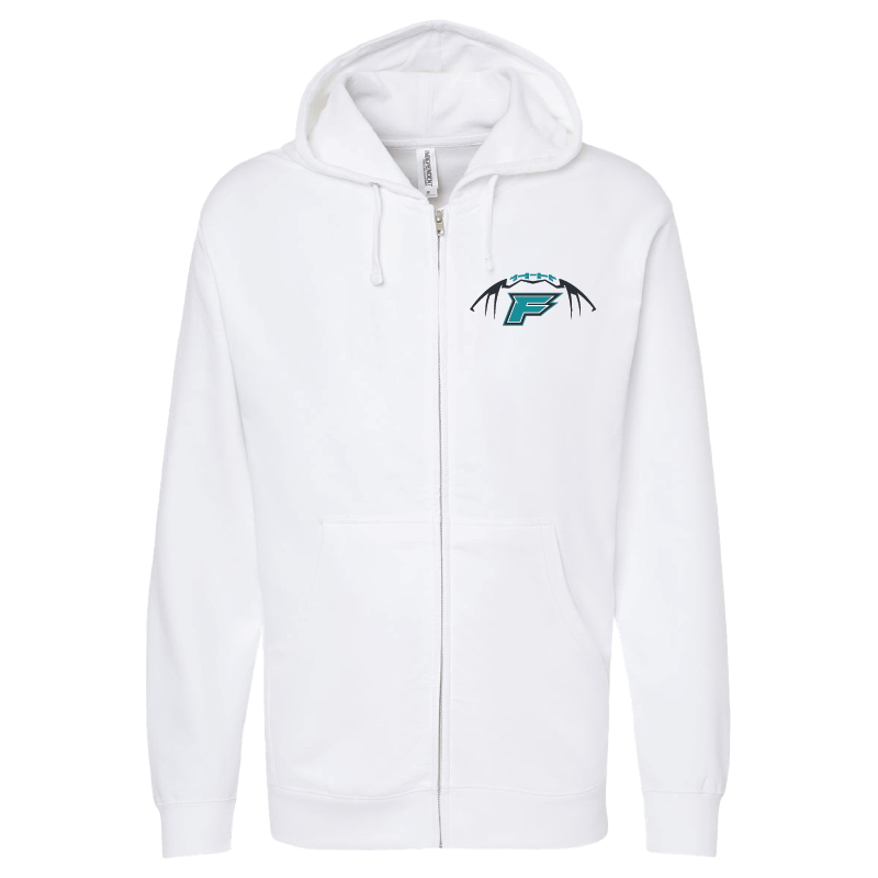 Mens White Full-Zip Hooded Sweatshirt