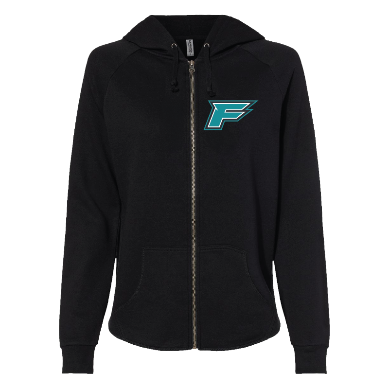 Womens Black Full-Zip Hooded Sweatshirt
