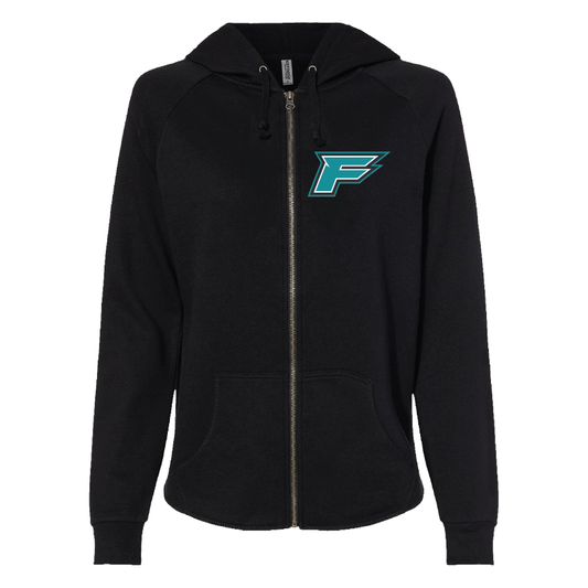 Womens Black Full-Zip Hooded Sweatshirt
