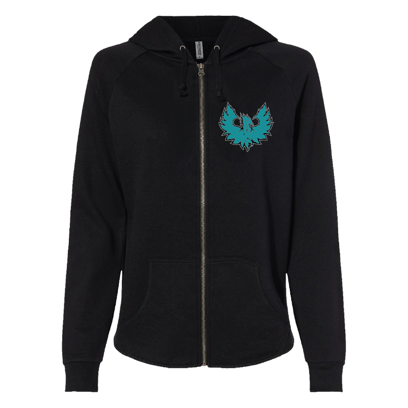 Womens Black Full-Zip Hooded Sweatshirt