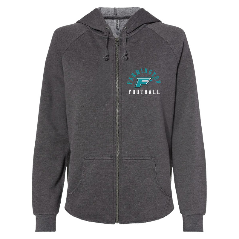 Womens Gray Full-Zip Hooded Sweatshirt