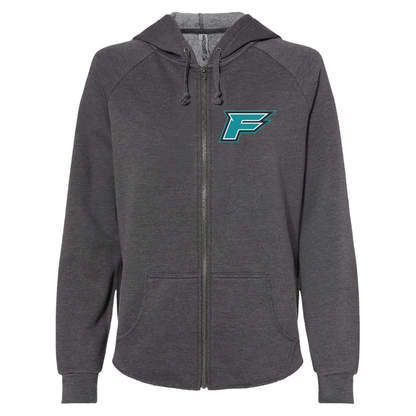 Womens Gray Full-Zip Hooded Sweatshirt