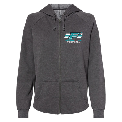 Womens Gray Full-Zip Hooded Sweatshirt