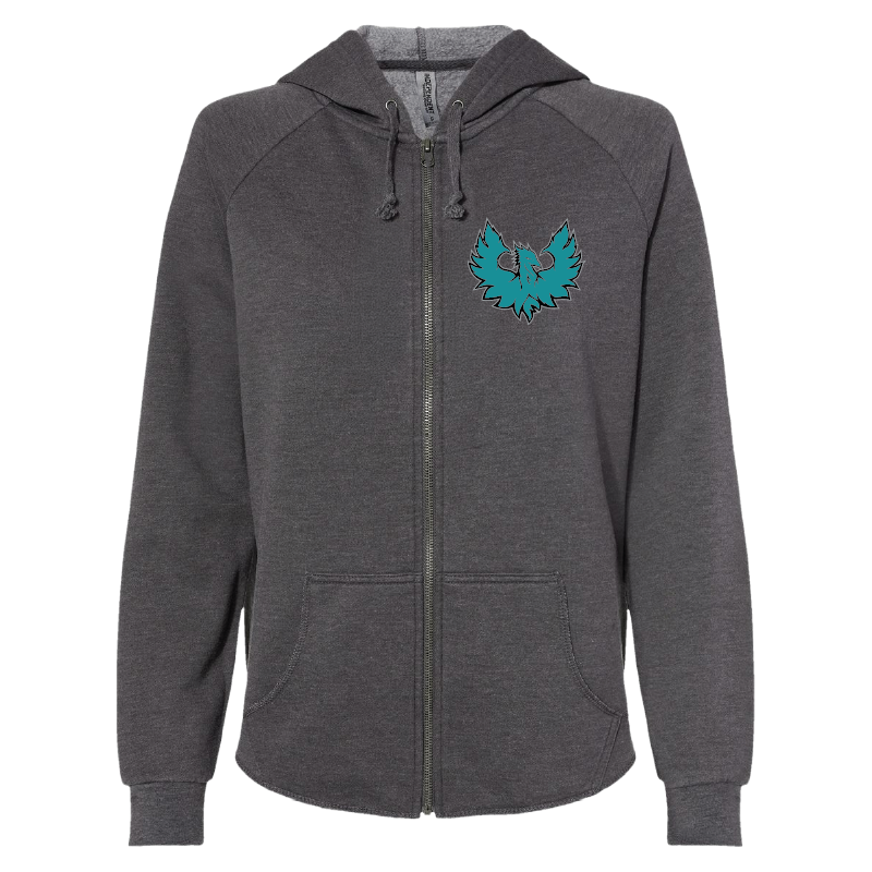 Womens Gray Full-Zip Hooded Sweatshirt