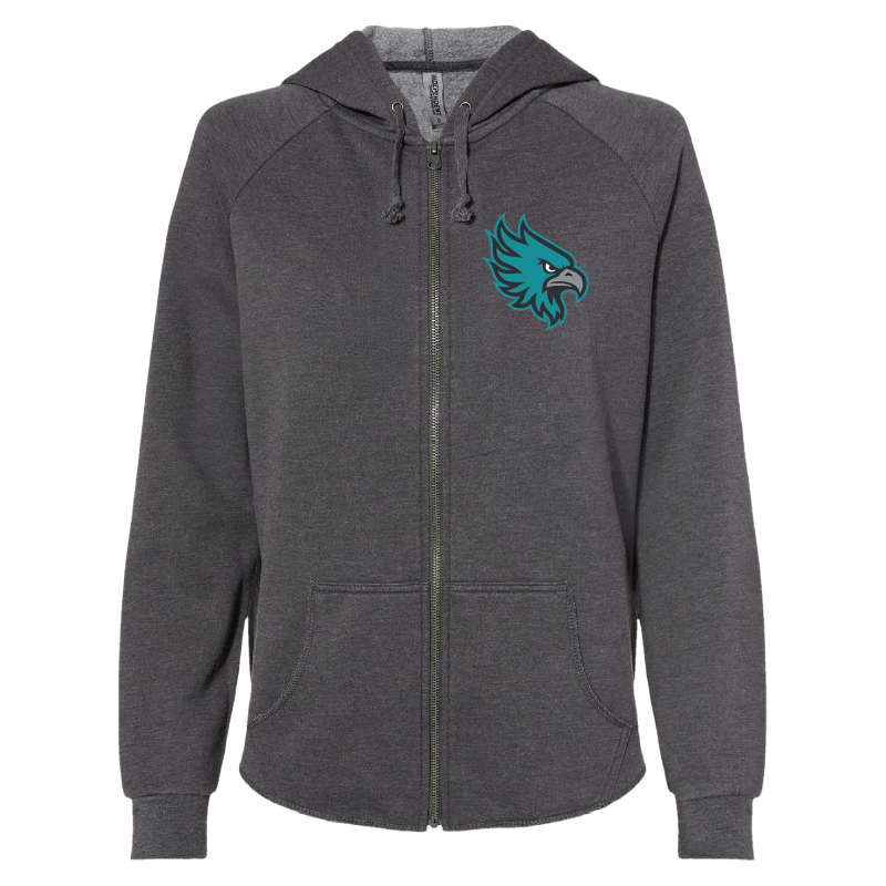 Womens Gray Full-Zip Hooded Sweatshirt