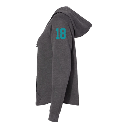 Womens Gray Full-Zip Hooded Sweatshirt
