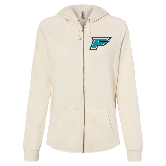 Womens Bone Full-Zip Hooded Sweatshirt