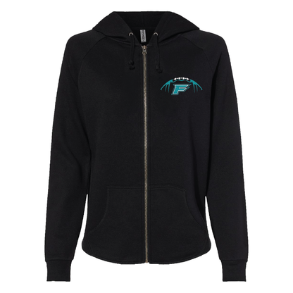 Womens Black Full-Zip Hooded Sweatshirt