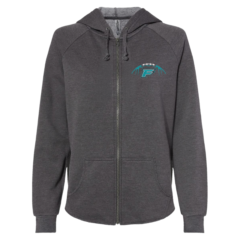 Womens Gray Full-Zip Hooded Sweatshirt