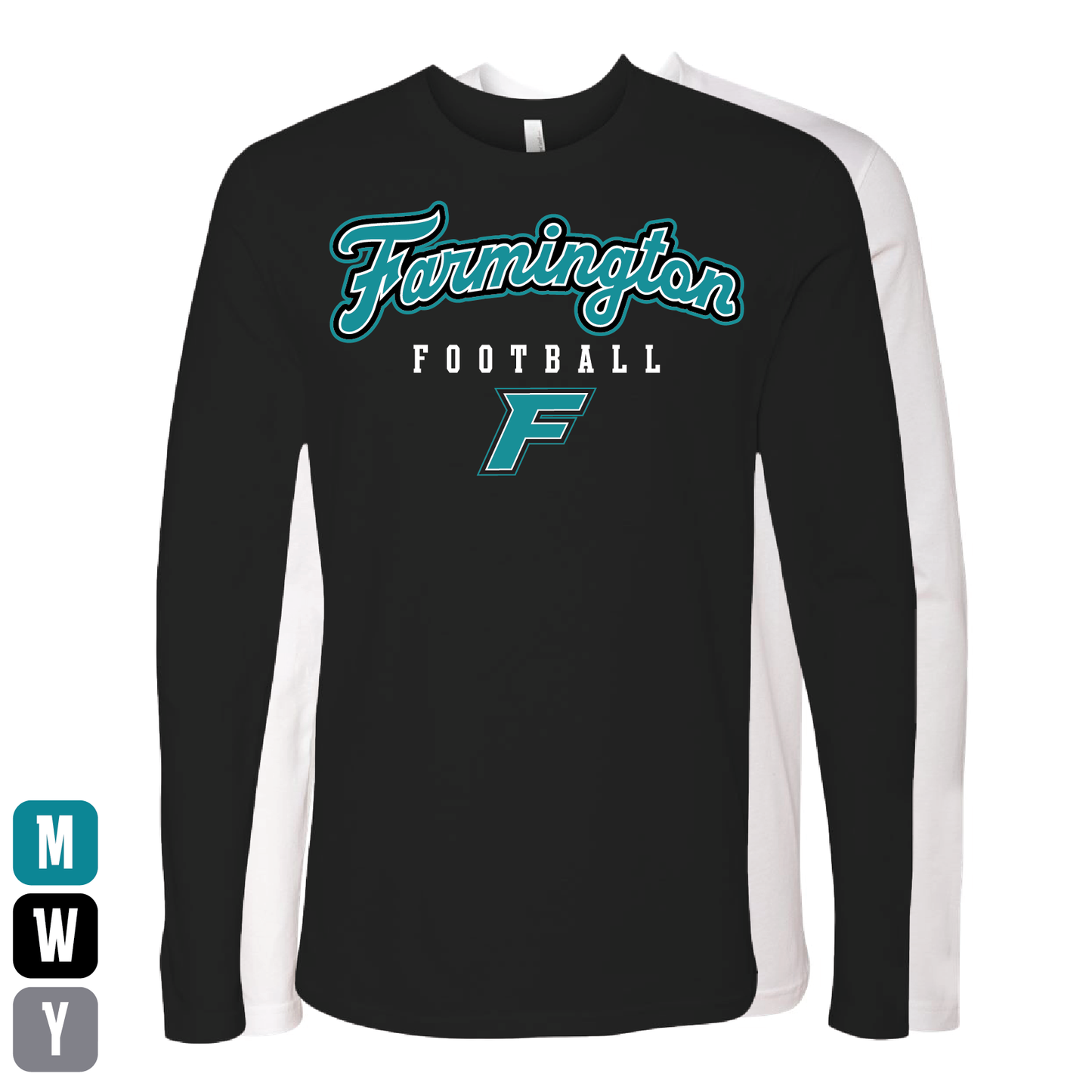 Farmington Football Script W/F Logo - Mens | Womens | Youth Long Sleeve T-Shirt