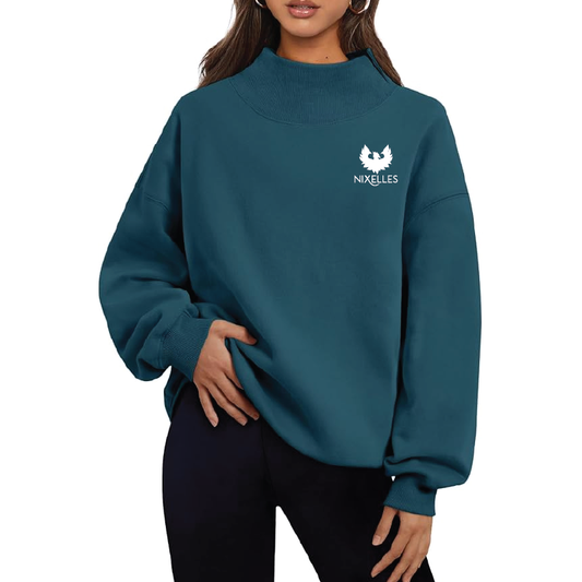 Nixelles Mock Neck Sweatshirts Oversized Pullover